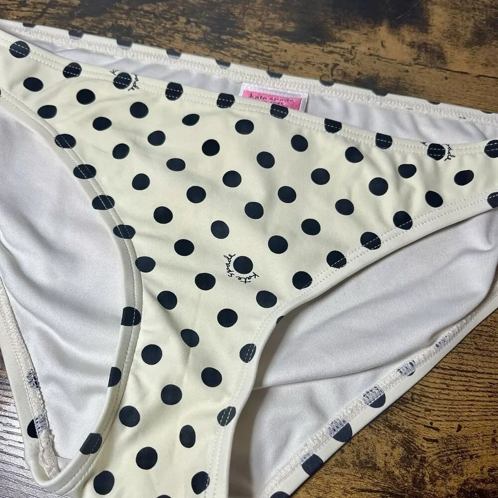 Kate Spade New York Polka Dot Classic Bikini Bottoms White Black L